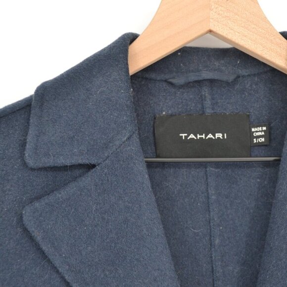 Tahari Double Face Wool Blend Two Button Coat Single Breasted in Navy Women's S - Picture 4 of 5